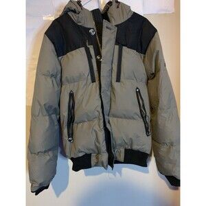 J. Whistler Mens Coat Green Grey Hooded Fleece interior